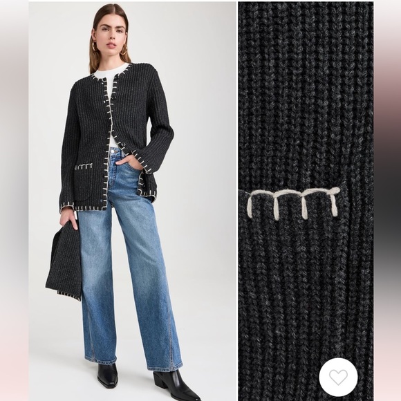 Gorgeous Alex Mill Marylebone sweater coat removable scarf contrast stitch - Picture 4 of 6